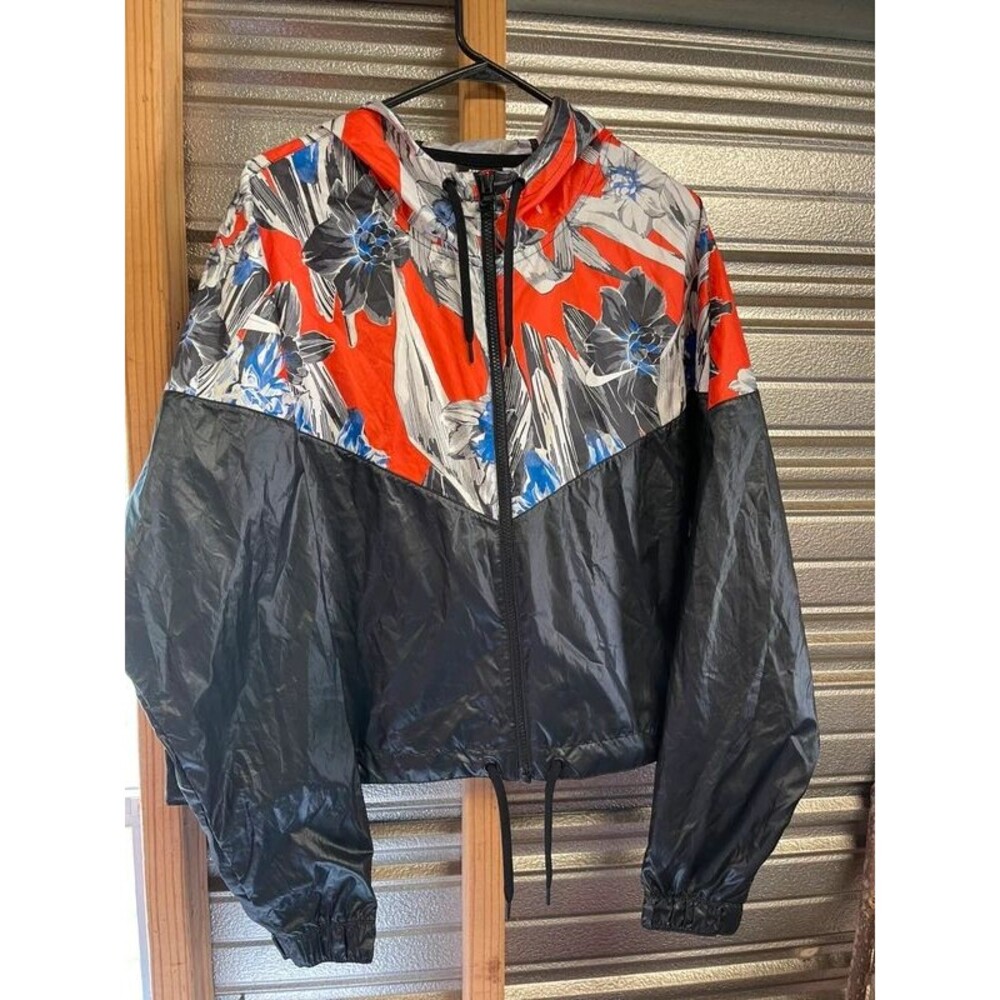XL Women’s Nike Windbreaker Cropped Hooded Jacket Retro Floral